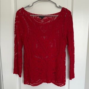 Express Red Lace 3/4 Sleeve Blouse